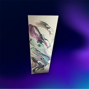 Abstract Canvas Art with Purple and Green Accents